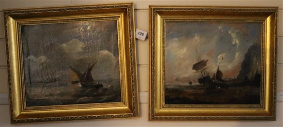 19th century English School Shipping off the coast 12 x 14in.